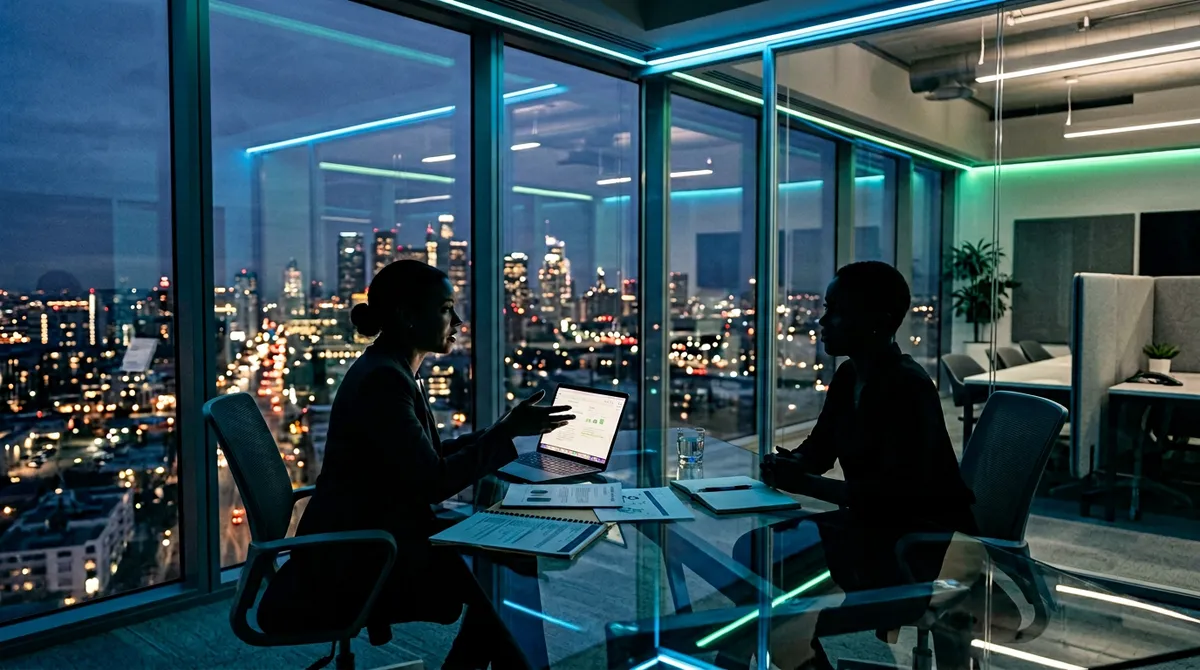 Konsultacja przy stole z laptopem i dokumentami ubezpieczeniowymi